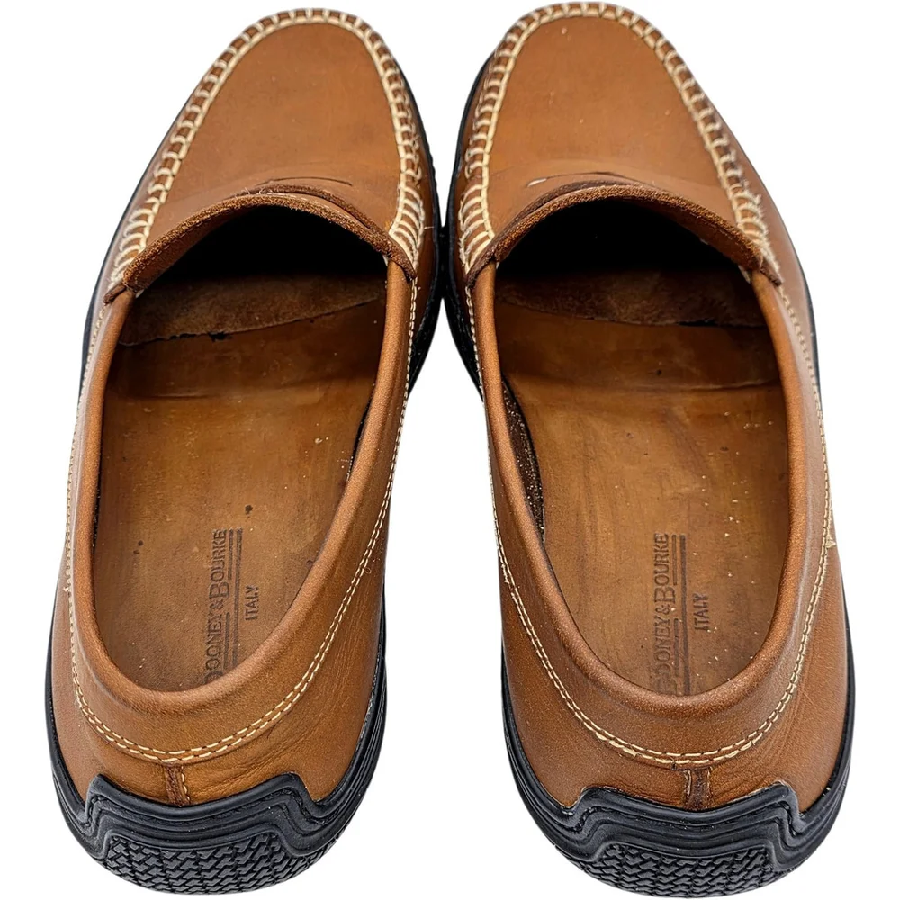 Italian Leather Dooney & Bourke Penny Loafers Mens 8.5 Brown Made in Italy